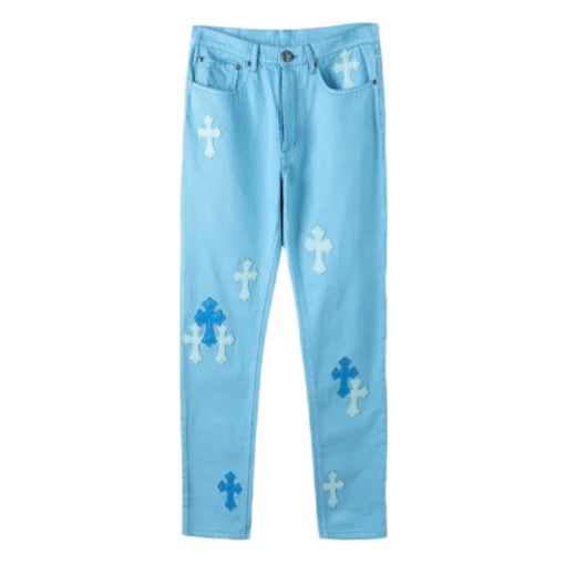Authentic Chrome Hearts Chrome Hearts Denim Light Blue Jeans â€“ front view