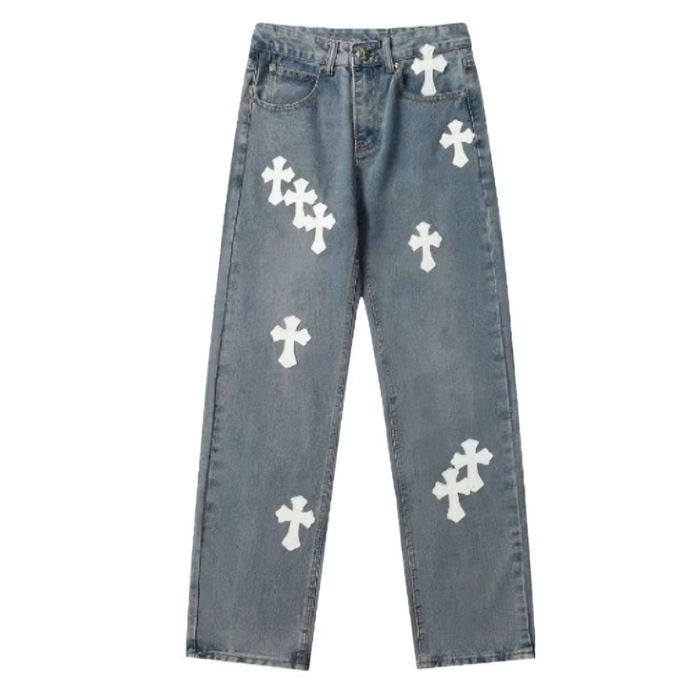 Authentic Chrome Hearts Chrome Hearts Crucifix Cross Patch Jeans â€“ front view