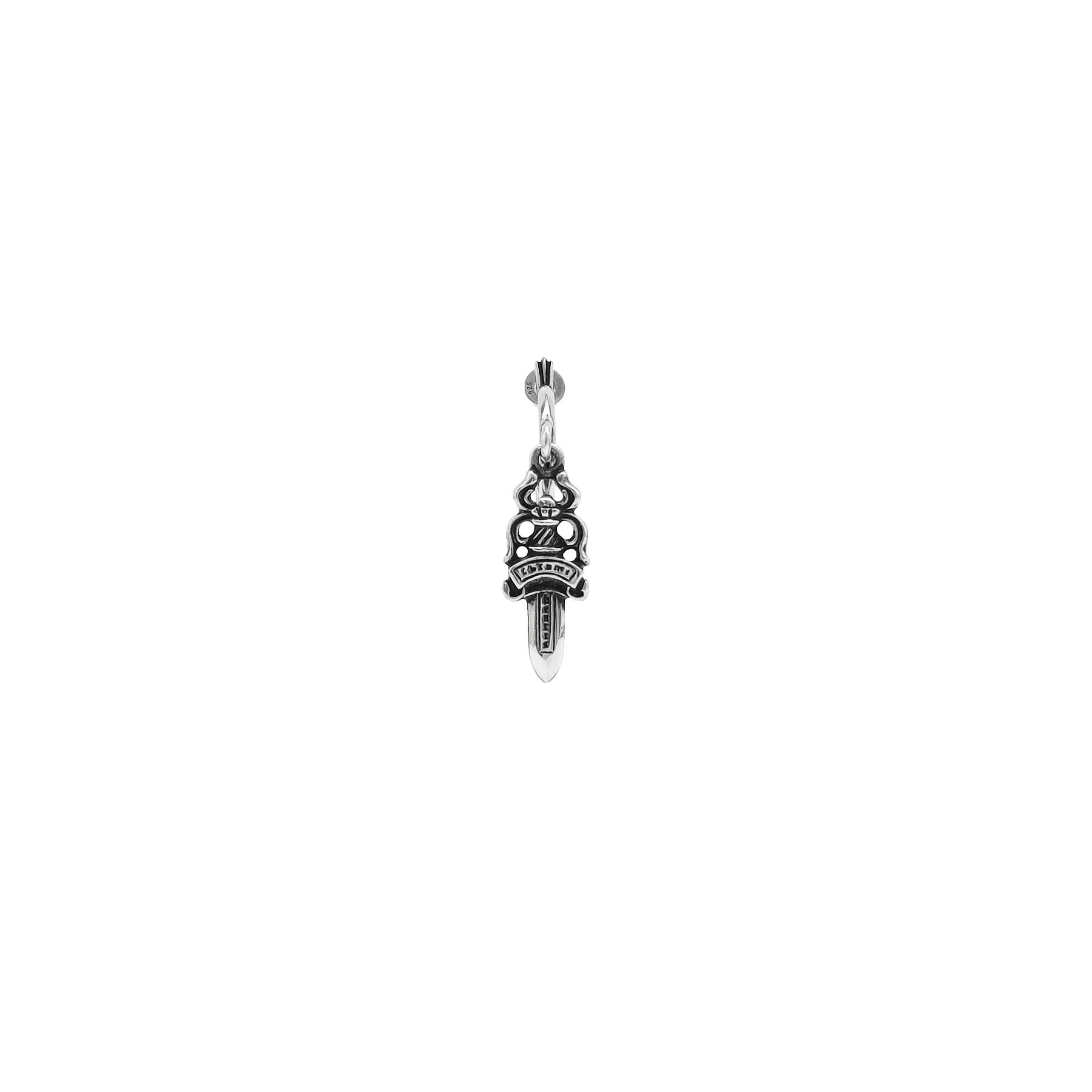 Chrome Hearts Dagger Hoop Earrings – earrings front view