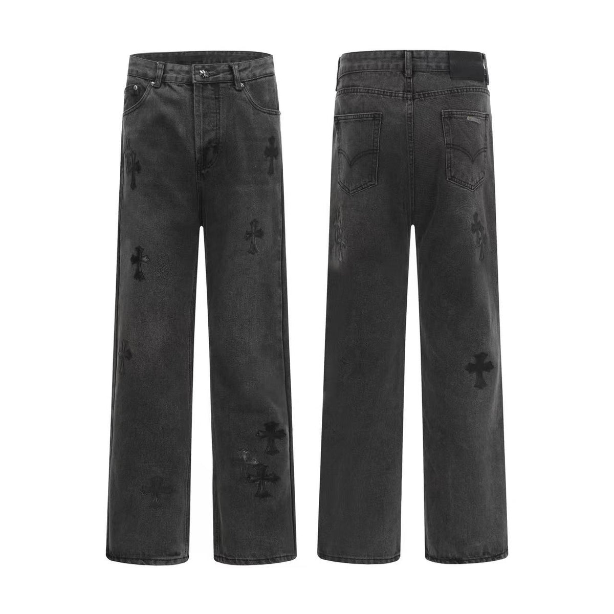 Chrome Hearts Denim Black Washed Jeans – pants front view