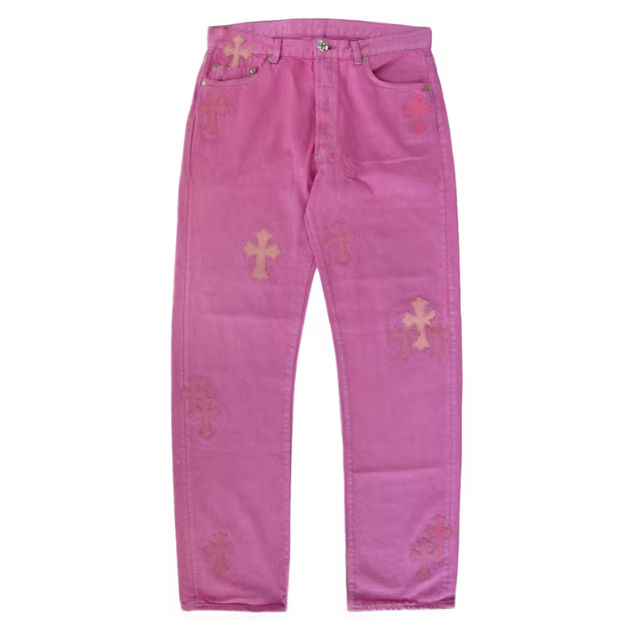 Chrome Hearts Denim Pink Jeans – pants front view