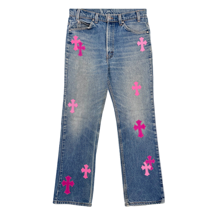 Chrome Hearts Denim Pink Women’s Jeans – pants front view