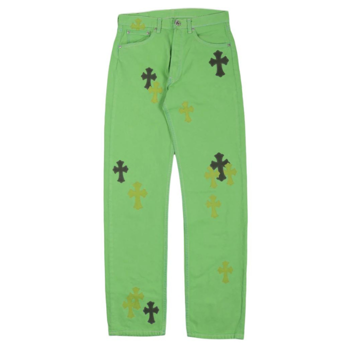 Chrome Hearts Denim Slime Green Jeans – pants front view