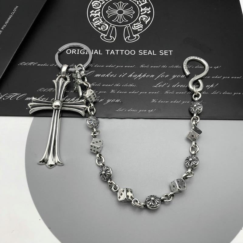 Authentic Chrome Hearts Chrome Hearts Dice Crossball Wallet Chain – front view