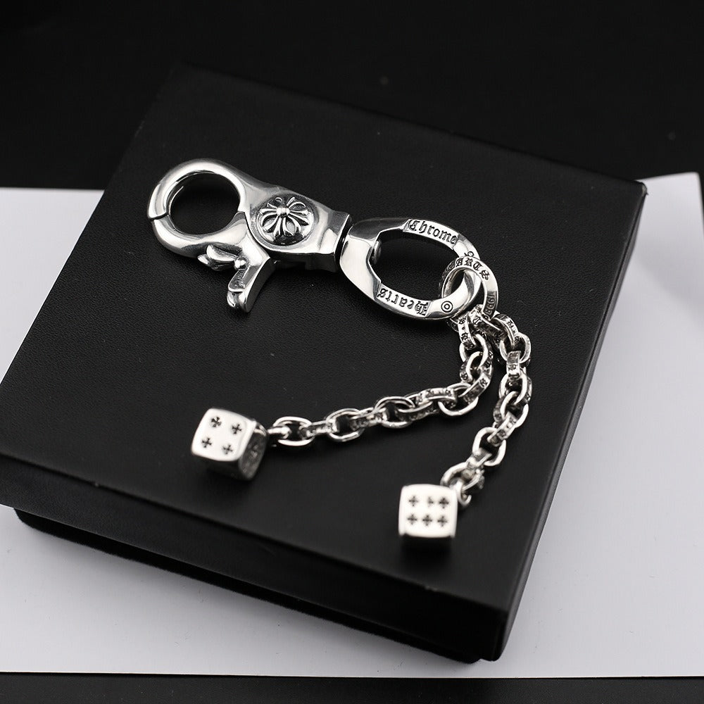 Authentic Chrome Hearts Chrome Hearts Dice Keychain – front view