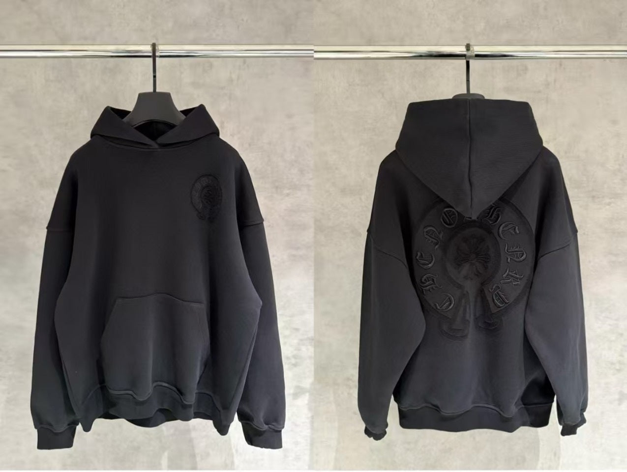 Chrome Hearts Embroidery Black Hoodie – hoodie front view