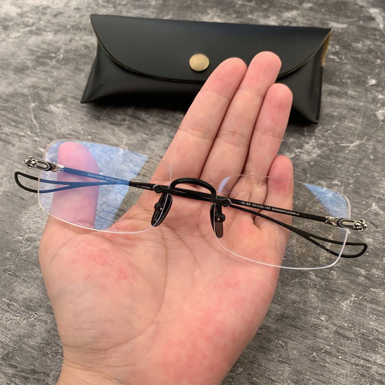 Chrome Hearts Full Black Edition Rimeless Slim Glasses – sunglasses front view