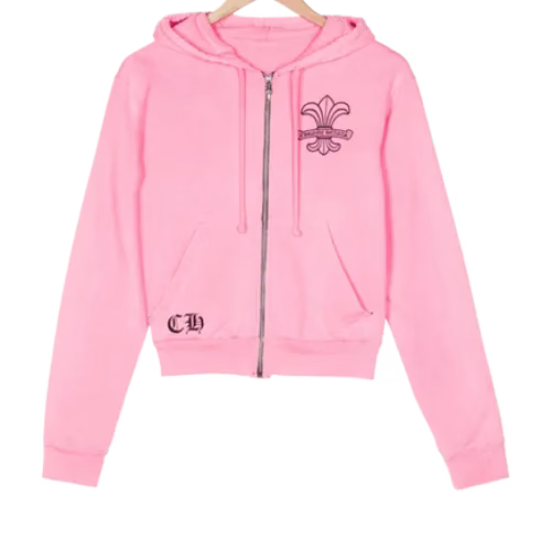 Authentic Chrome Hearts Chrome Hearts Girls Zip Up Pink Hoodie â€“ front view