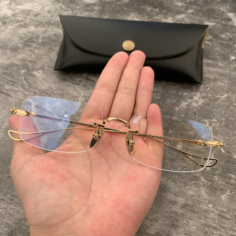 Chrome Hearts Gold Rimeless Slim Glasses – sunglasses front view