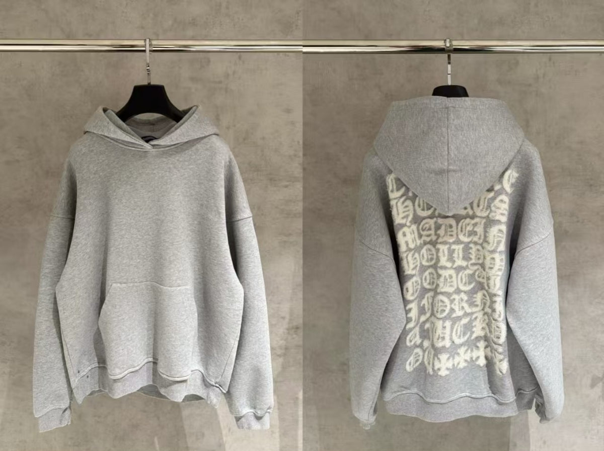 Chrome Hearts Gray Embroidery Back Hoodie – hoodie front view