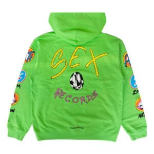 Authentic Chrome Hearts Chrome Hearts Green Matty Boy Sex Records Hoodie â€“ front view