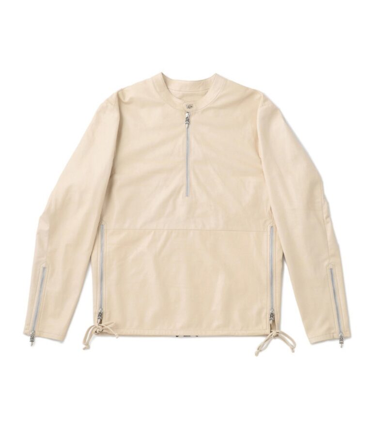 Chrome Hearts Leather Jacket x Dover Street Market Ginza Cemetary Spine – Beige – jacket front view