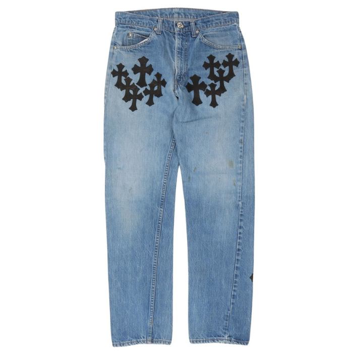 Chrome Hearts Levi’s Cross Patch Jeans  Blue – pants front view