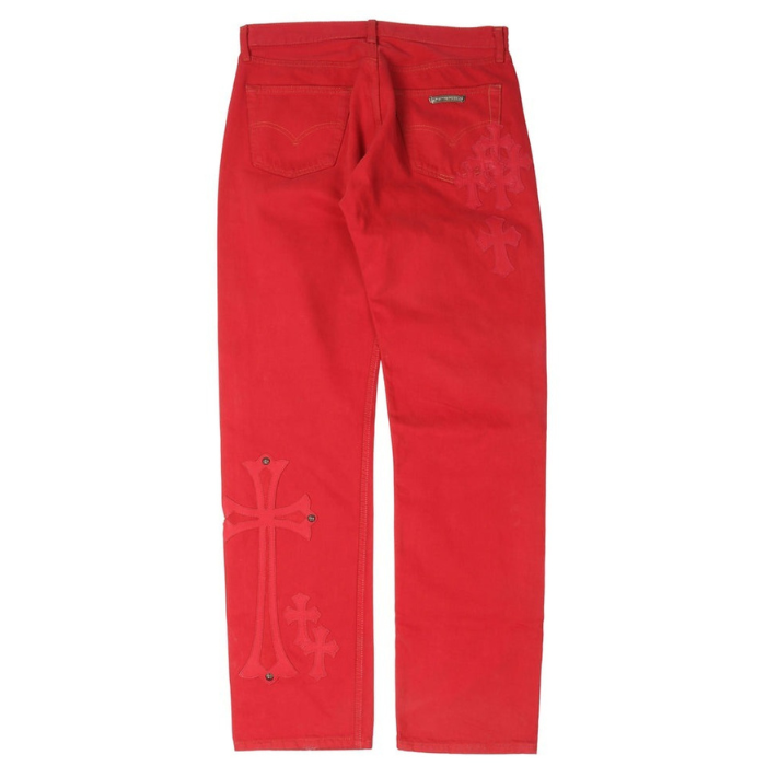Chrome Hearts Levi’s Cross Patch Jeans – pants detail close-up