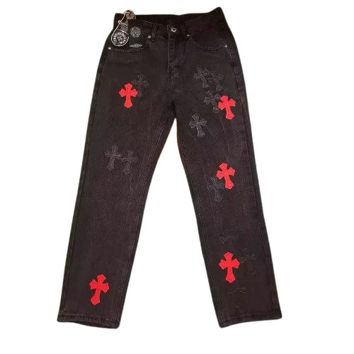 Chrome Hearts Levi’s Red Cross Patch Jeans Black – pants front view