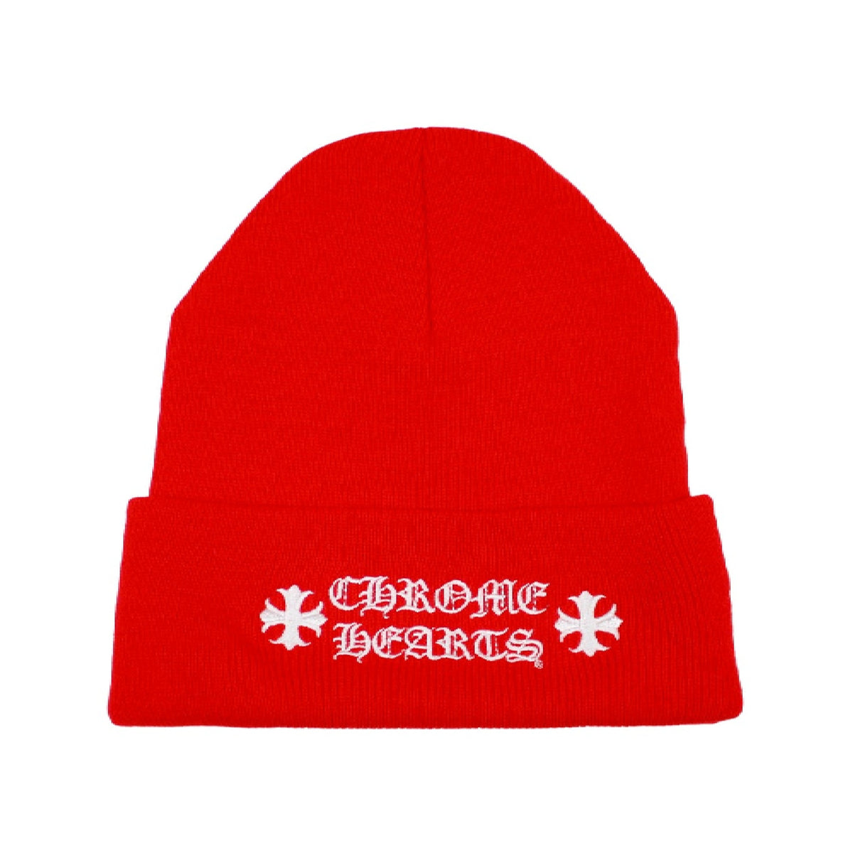 Chrome Hearts Logo Beanie  Red – hat front view