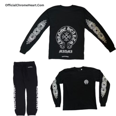 Chrome Hearts Long Sleeve Tracksuit – Black – hoodie front view