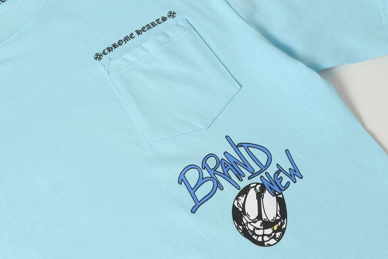 Authentic Chrome Hearts Chrome Hearts Matty Boy ‘Brain New’ T-Shirt – Light Blue – front view