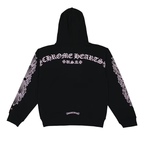 Chrome Hearts Matty Boy Shoulder Logo Hoodie Black Pink – hoodie front view