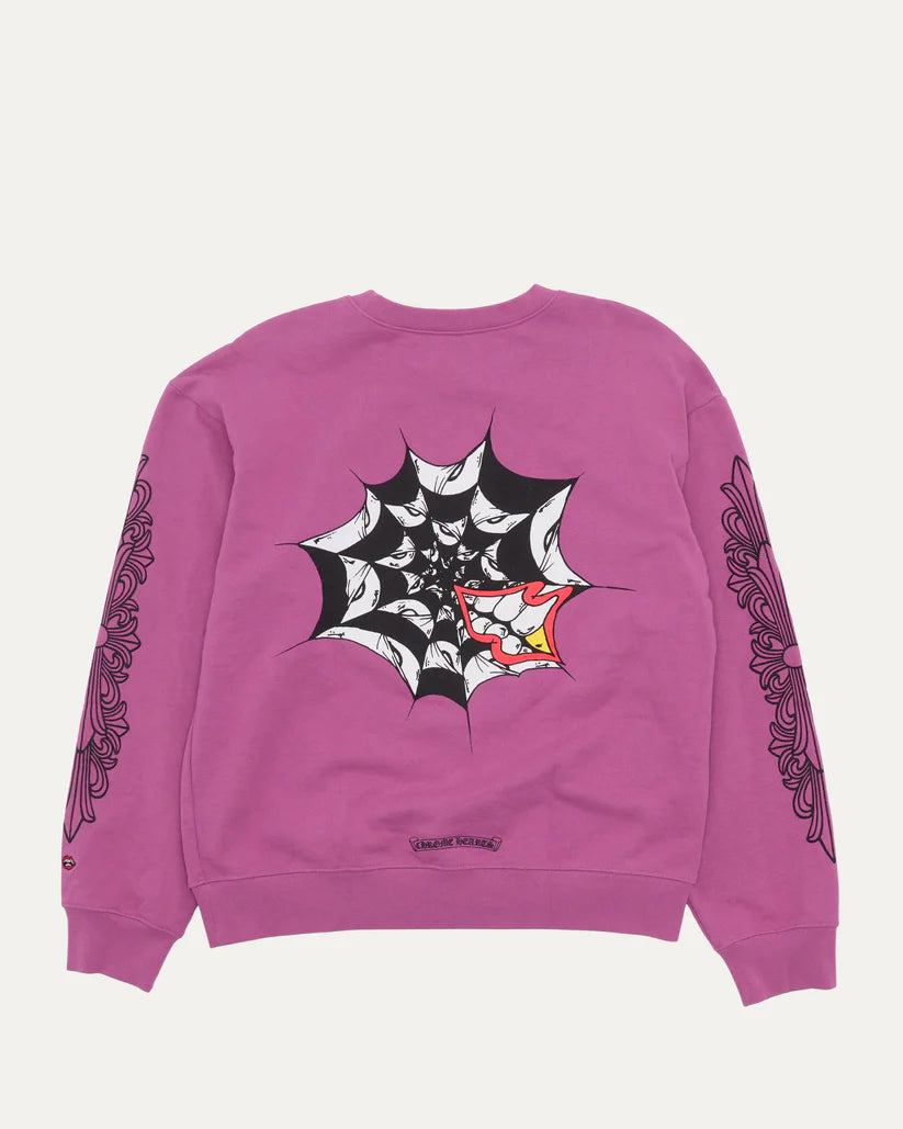 Authentic Chrome Hearts Chrome Hearts Matty Boy Spider Web Crewneck Sweatshirt – front view