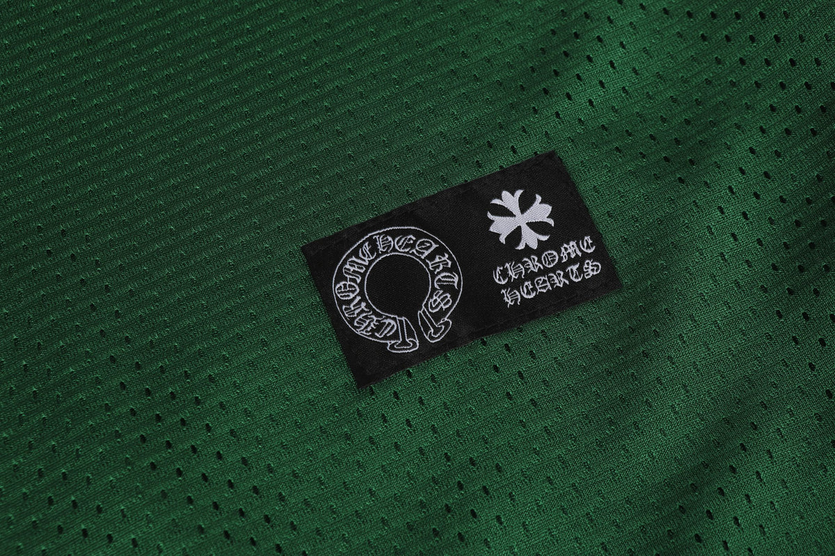 Authentic Chrome Hearts Chrome Hearts Mesh Jersey Green Long Sleeve Tee – front view