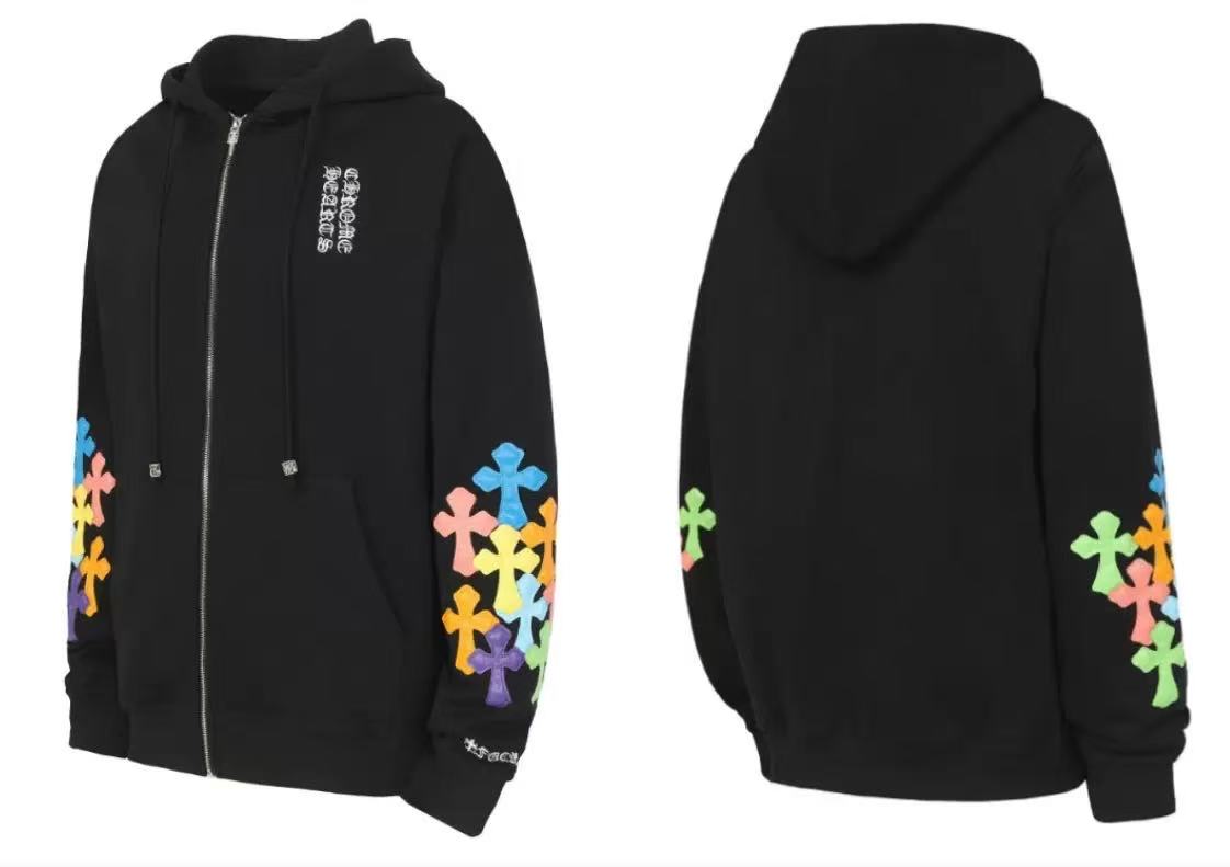 Chrome Hearts Multi Color Cross Patch Hoodie – hoodie front view