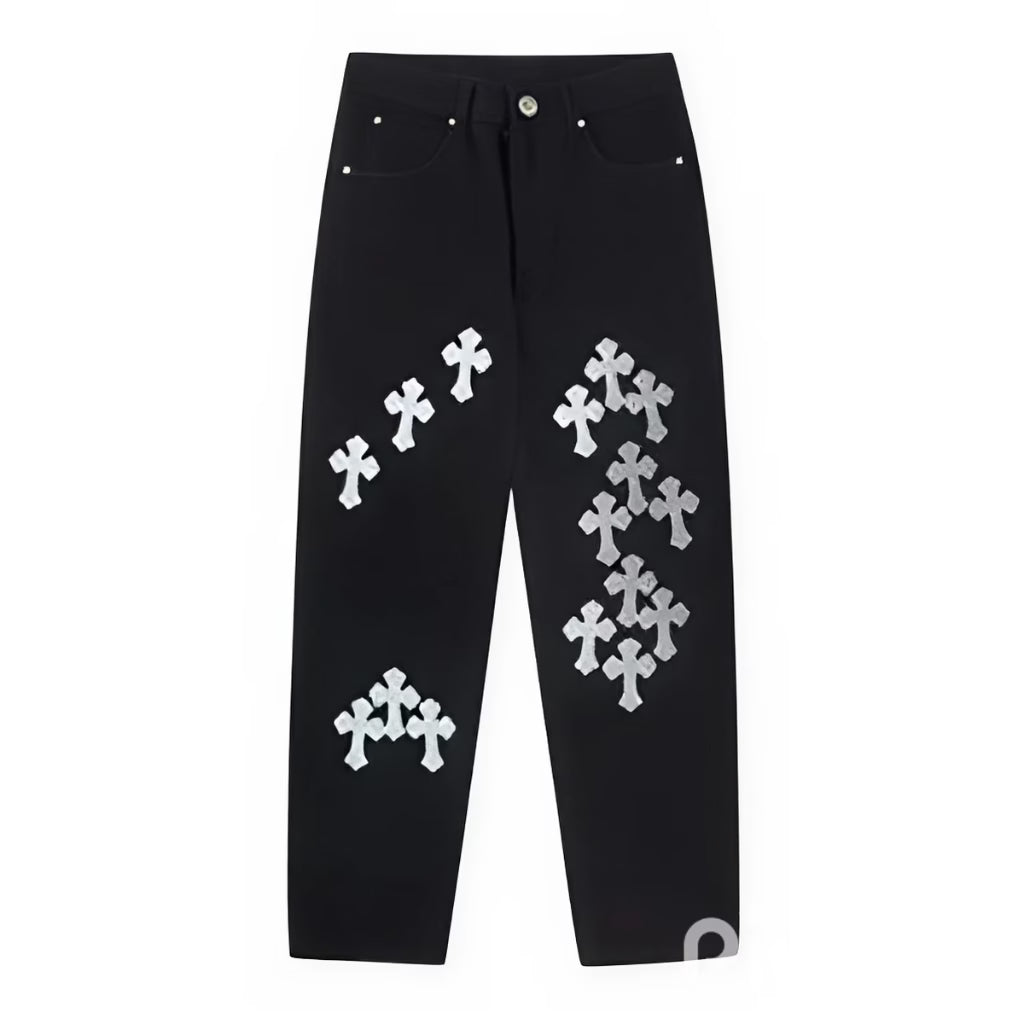 Authentic Chrome Hearts Chrome Hearts Multi Cross Patch Jeans â€“ front view