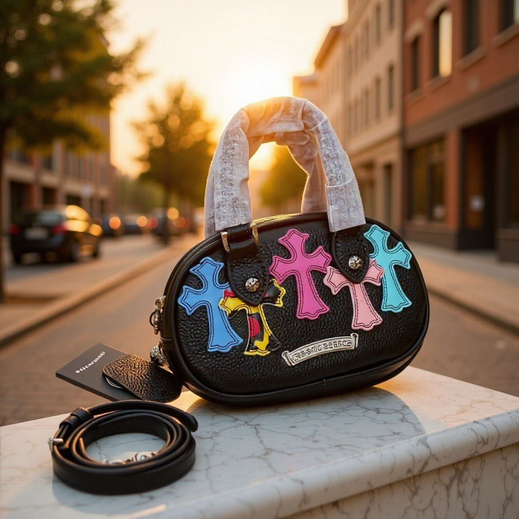 Chrome Hearts MultiColor Cross Patch Handbag – bag front view