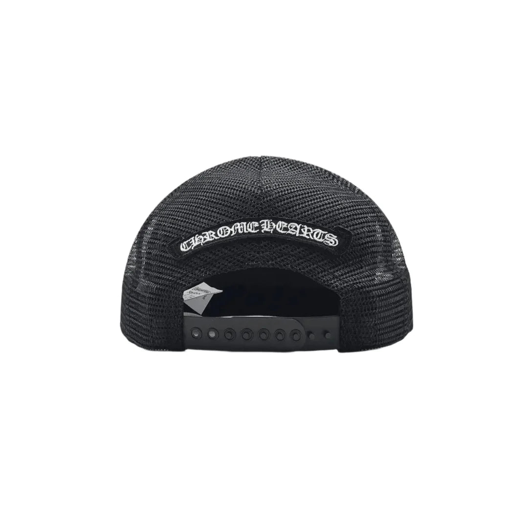 Authentic Chrome Hearts Chrome Hearts Multicolor Cemetery Cross Trucker Hat Black – front view