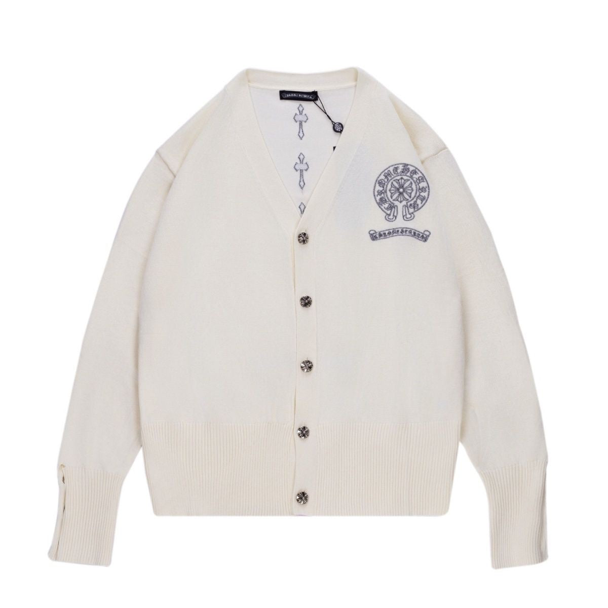 Chrome Hearts Multiple Cross Logo Cardigan Beige – hoodie front view