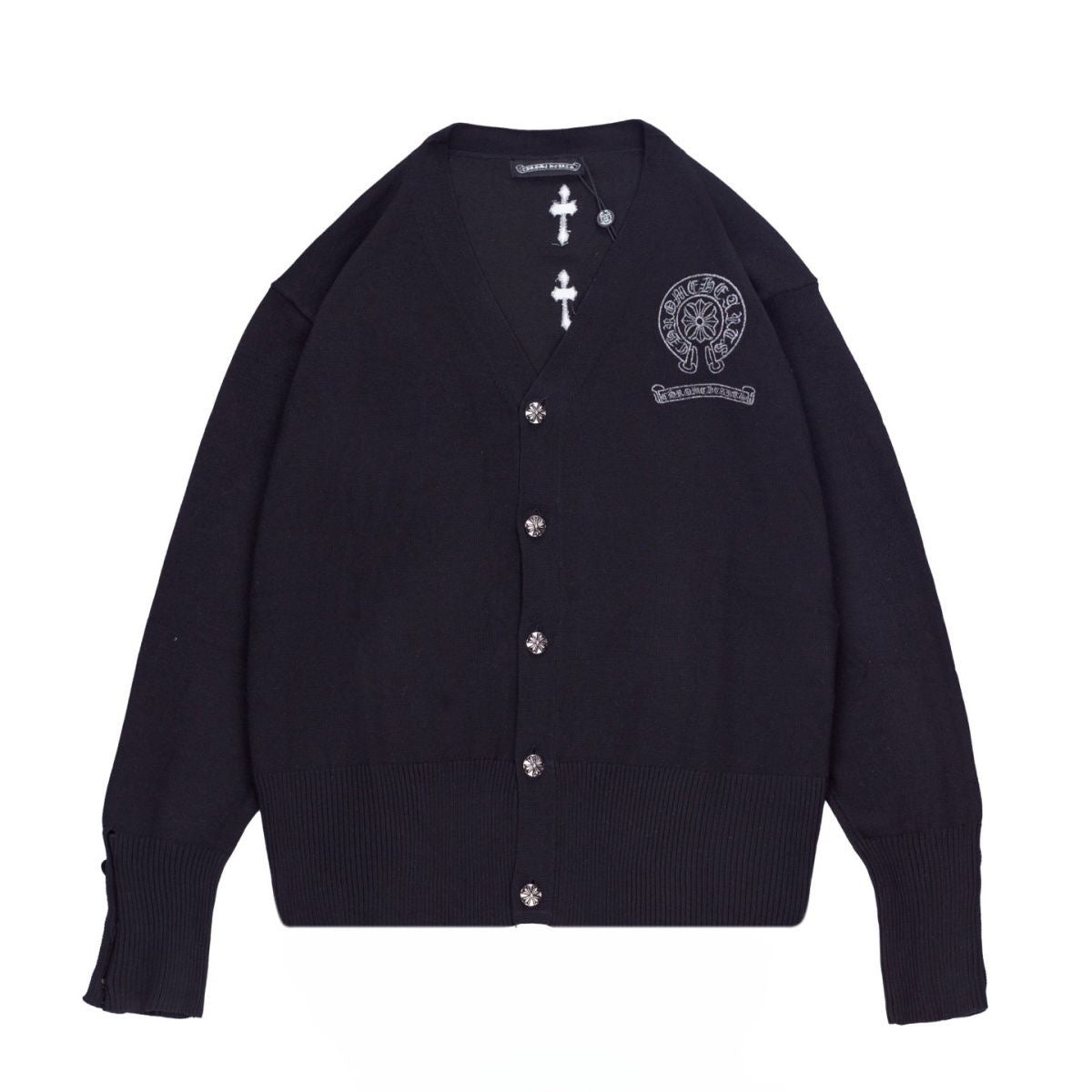 Chrome Hearts Multiple Cross Logo Cardigan Black – hoodie front view