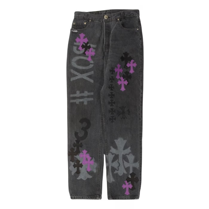 Authentic Chrome Hearts Chrome Hearts Online Exclusive Leviâ€™s Cross Patch Jeans â€“ front view