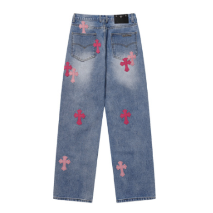 Chrome Hearts Pink Cross Logo Jeans – pants detail close-up