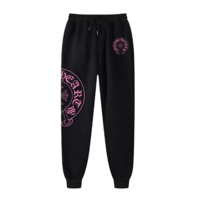 Chrome Hearts Pink Horse Shoes Logo Sweatpants – pants front view