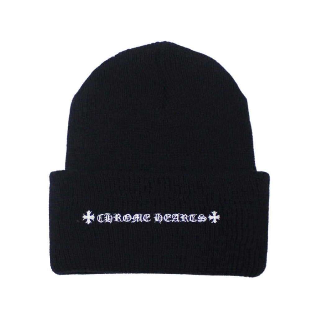Authentic Chrome Hearts Chrome Hearts Plus Cross Beanie – Black – front view