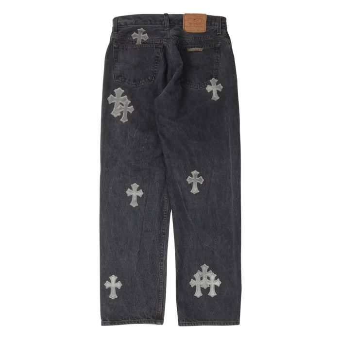 Authentic Chrome Hearts Chrome Hearts Pony Hair Cross Patch Jeans â€“ front view