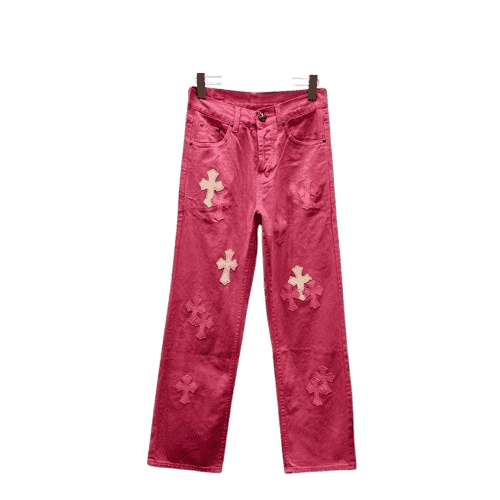 Chrome Hearts Red Denim Jeans – pants front view