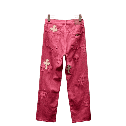 Authentic Chrome Hearts Chrome Hearts Red Denim Jeans – front view