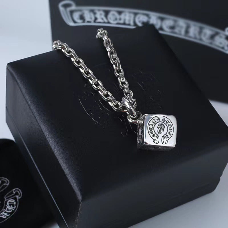Authentic Chrome Hearts Chrome Hearts Rolling Stones Dice Pendant Necklace – front view