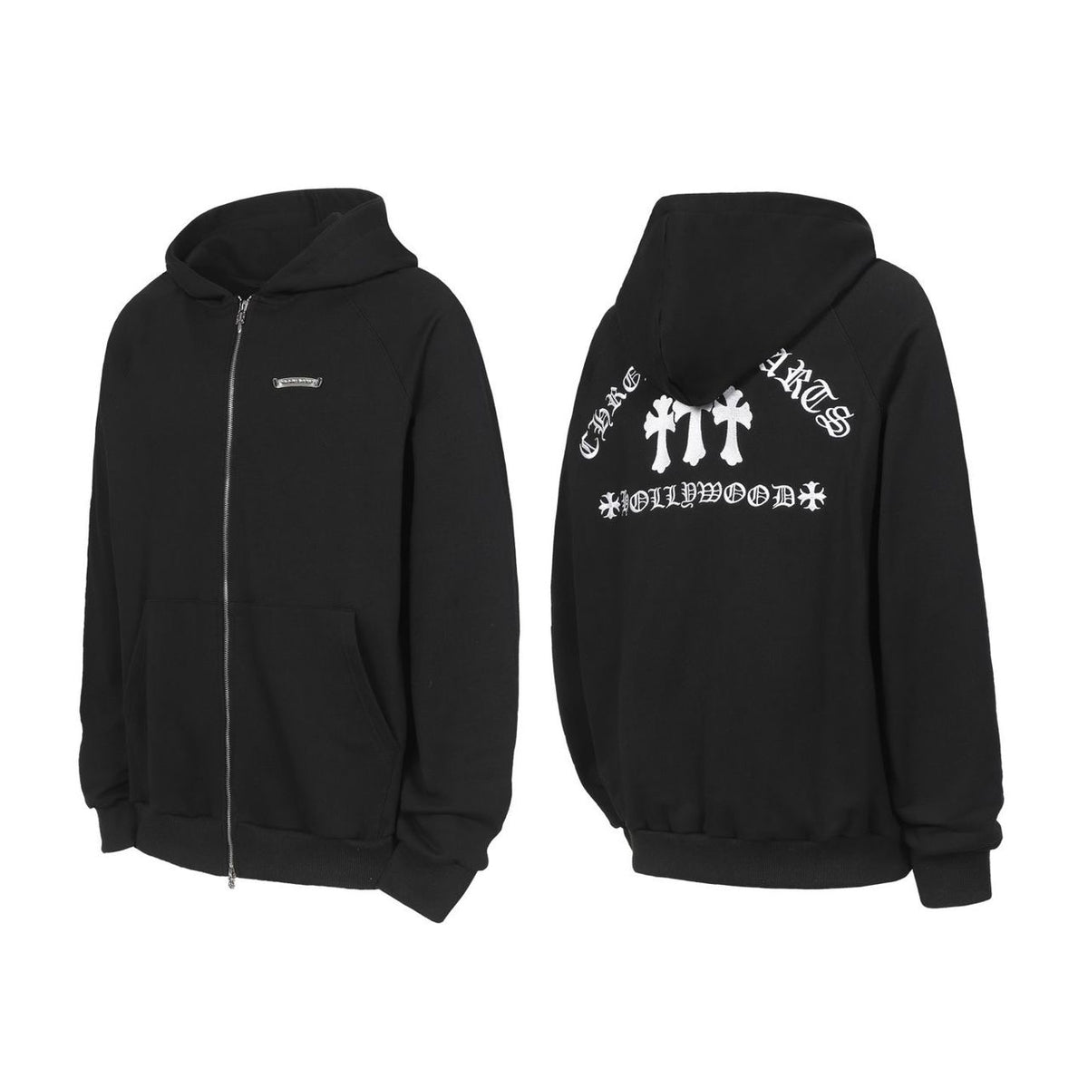 Chrome Hearts ‘Sailin On’ Triple Cross Cemetery Dagger Zip-up Hoodie – hoodie front view