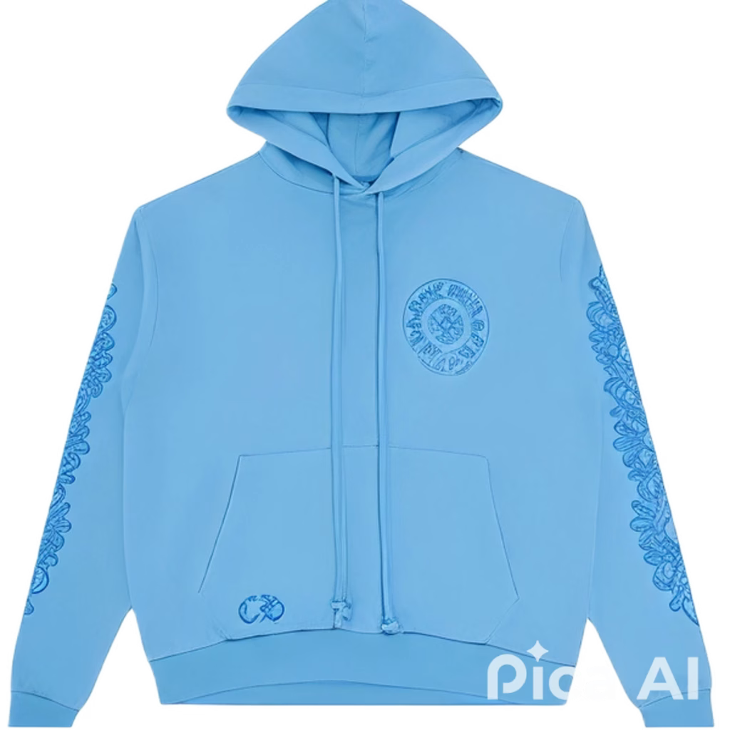 Authentic Chrome Hearts Chrome Hearts Sanskrit Hoodie Blue â€“ front view