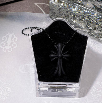 Chrome Hearts Silicone Cross Necklace – Black – necklace front view