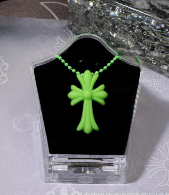 Chrome Hearts Silicone Cross Necklace – Green – necklace front view