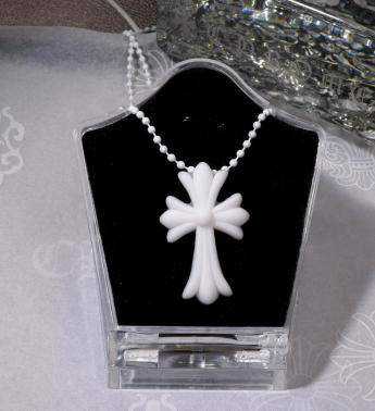 Chrome Hearts Silicone Cross Necklace – White – necklace front view