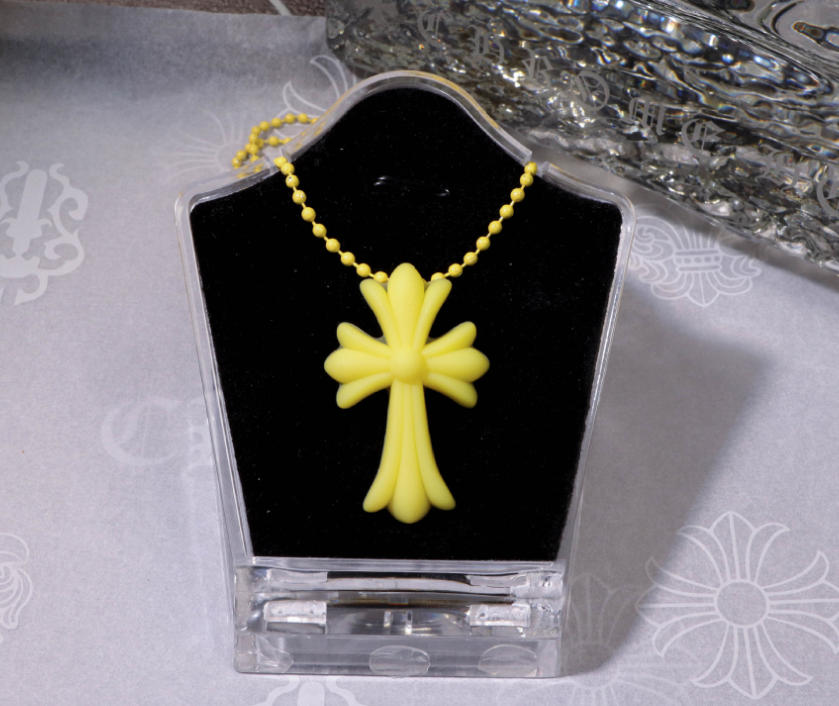 Chrome Hearts Silicone Cross Necklace – Yellow – necklace front view
