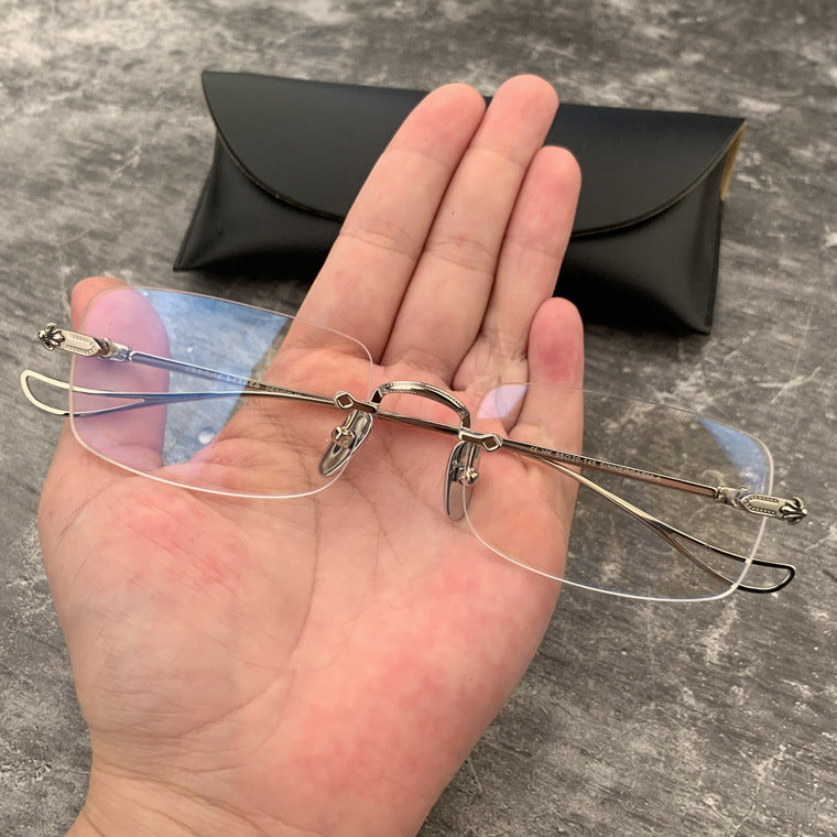 Chrome Hearts Silver Rimeless Slim Glasses – sunglasses front view