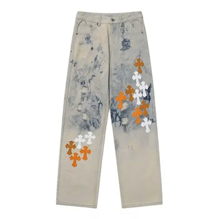 Authentic Chrome Hearts Chrome Hearts St Barth Tie Dye Denim Jeans â€“ front view