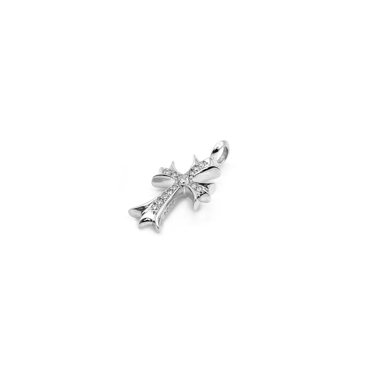 Authentic Chrome Hearts Chrome Hearts Tiny CH Cross Pendant with Diamonds – front view