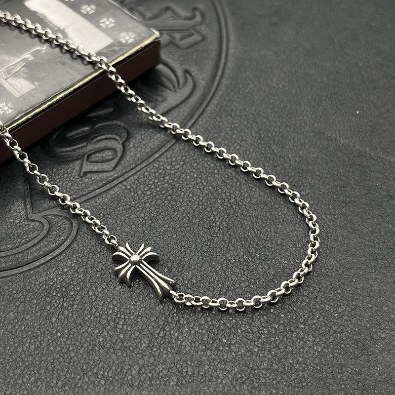 Chrome Hearts Tiny Cross Pendant Necklace – necklace front view