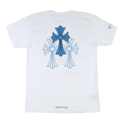 Authentic Chrome Hearts Blue Triple Cross Cemetery Tee – shirt front view